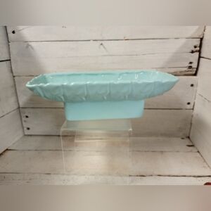 Vintage MCM Gilner Pottery California Blue Leaf Planter Rectangular Farmhouse.